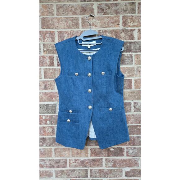 Veronica Beard Tamara Denim Vest Top Size 8 - Picture 5 of 8